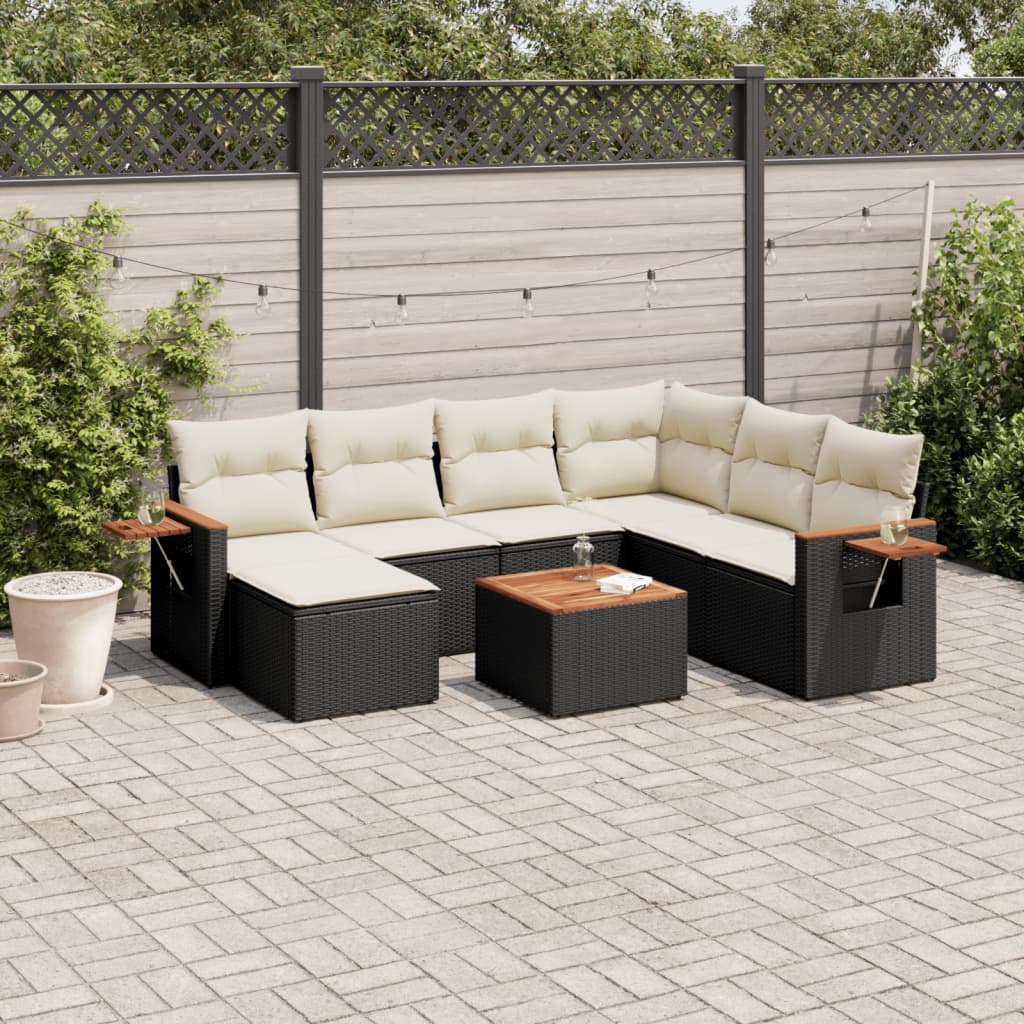 8721012840164_m_en_hd_1 vidaXL 8 Piece Garden Sofa Set with Cushions Black Poly Rattan - Image 1