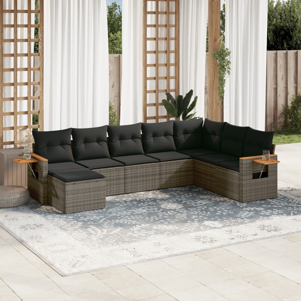 8721012840553_m_en_hd_1 vidaXL 8 Piece Garden Sofa Set with Cushions Grey Poly Rattan - Image 1
