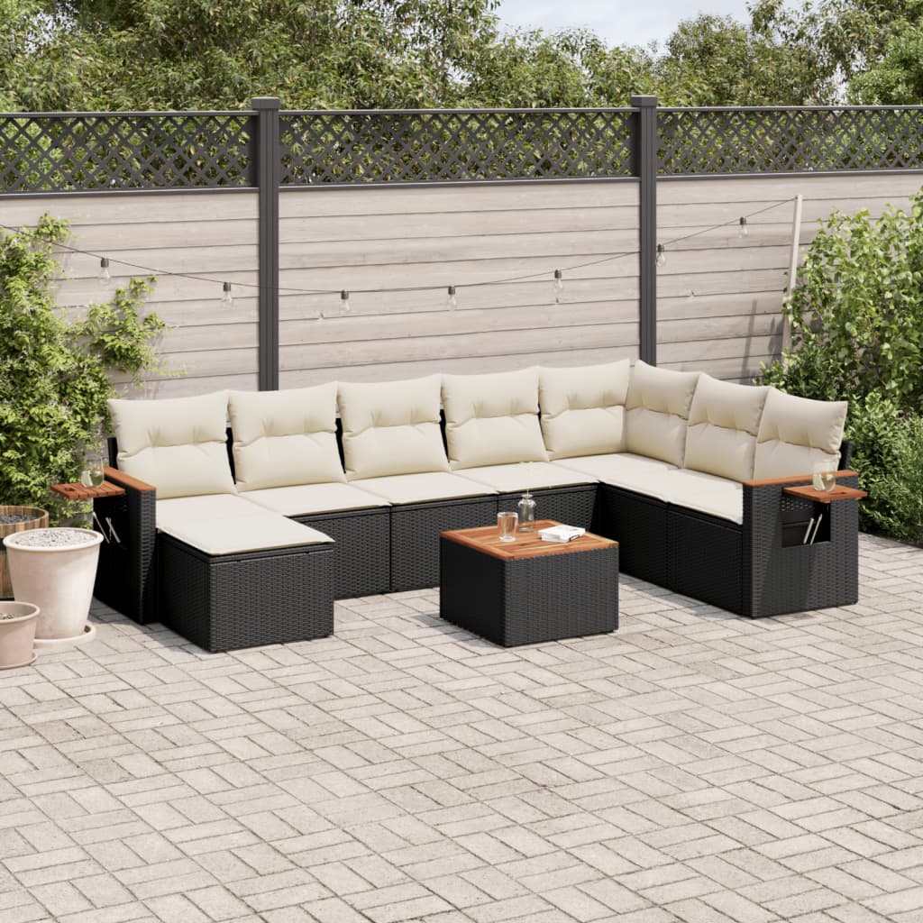 8721012840584_m_en_hd_1 vidaXL 9 Piece Garden Sofa Set with Cushions Black Poly Rattan - Image 1
