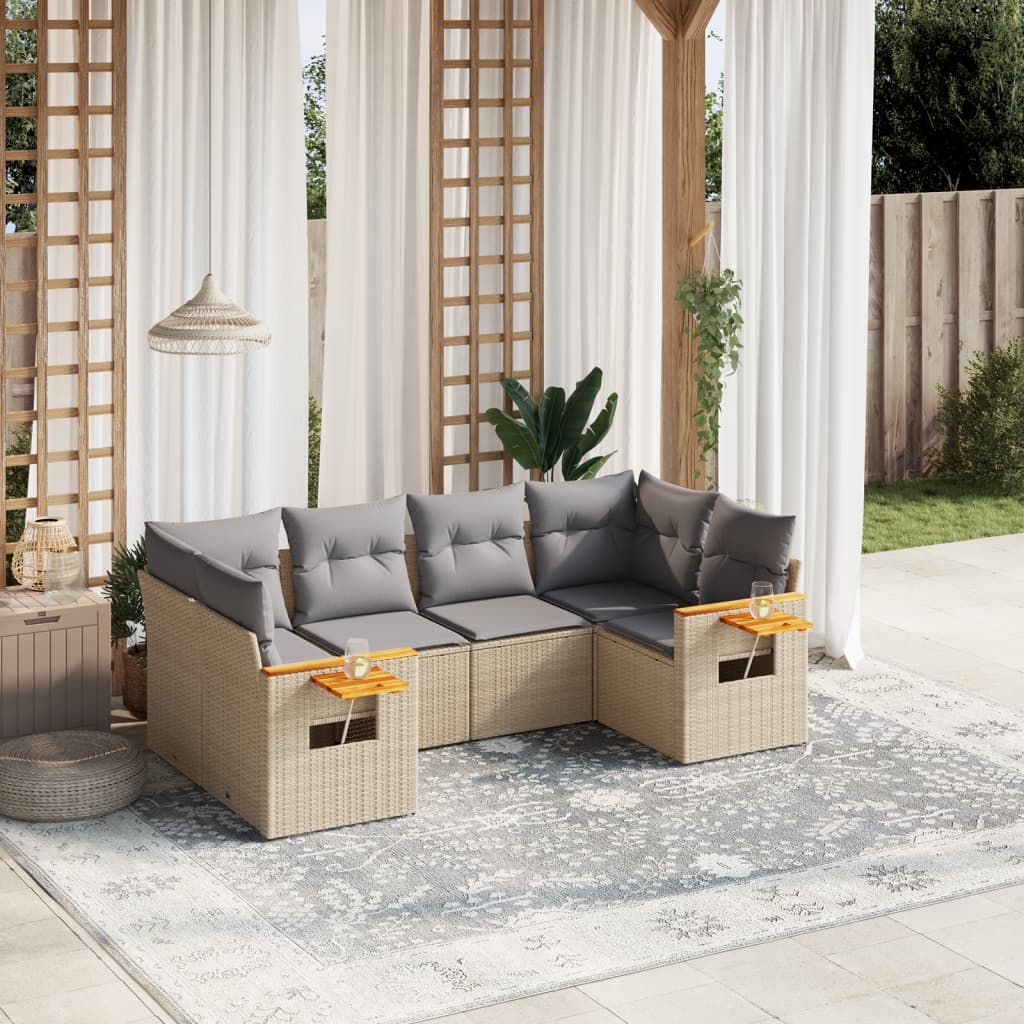 8721012840683_m_en_hd_1 vidaXL 6 Piece Garden Sofa Set with Cushions Beige Poly Rattan - Image 1