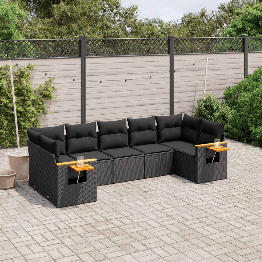 8721012840713_m_en_hd_1 vidaXL 7 Piece Garden Sofa Set with Cushions Black Poly Rattan - Image 1