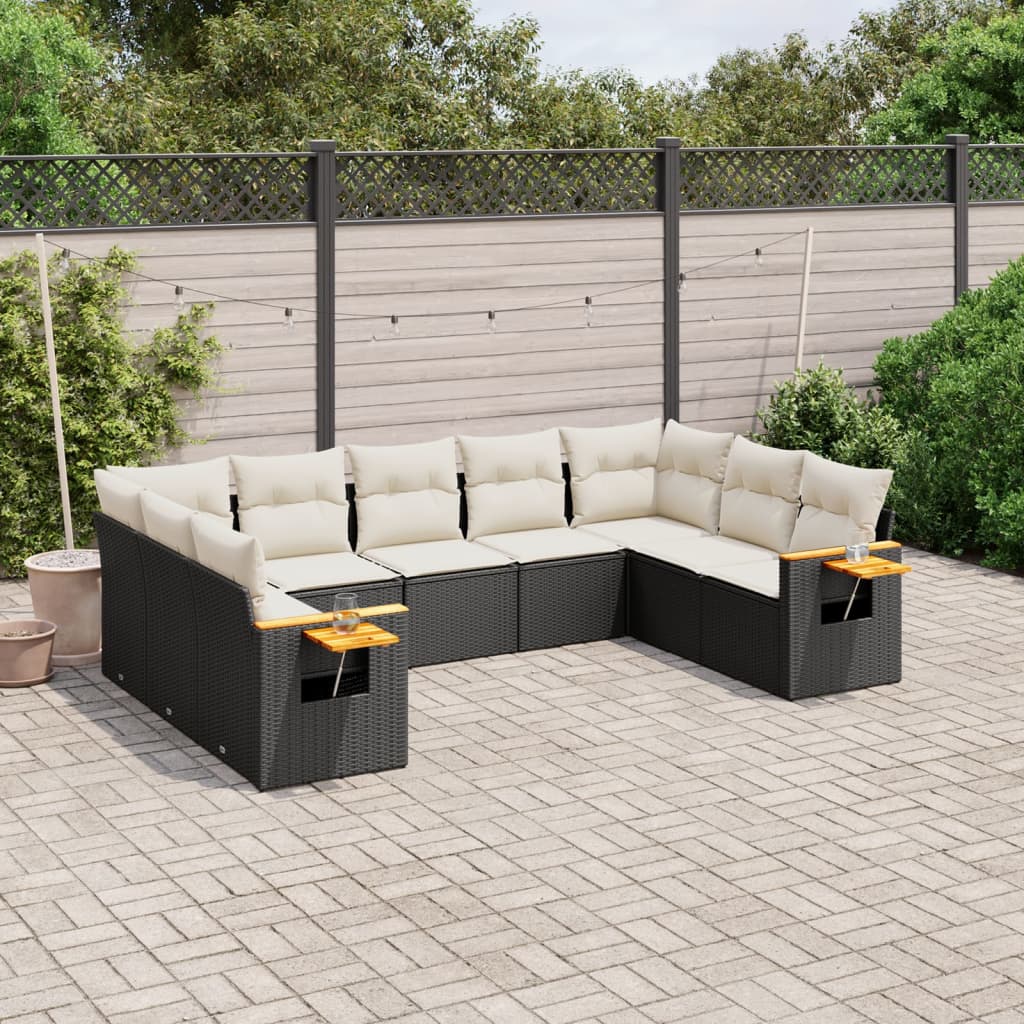 8721012840799_m_en_hd_1 vidaXL 9 Piece Garden Sofa Set with Cushions Black Poly Rattan - Image 1