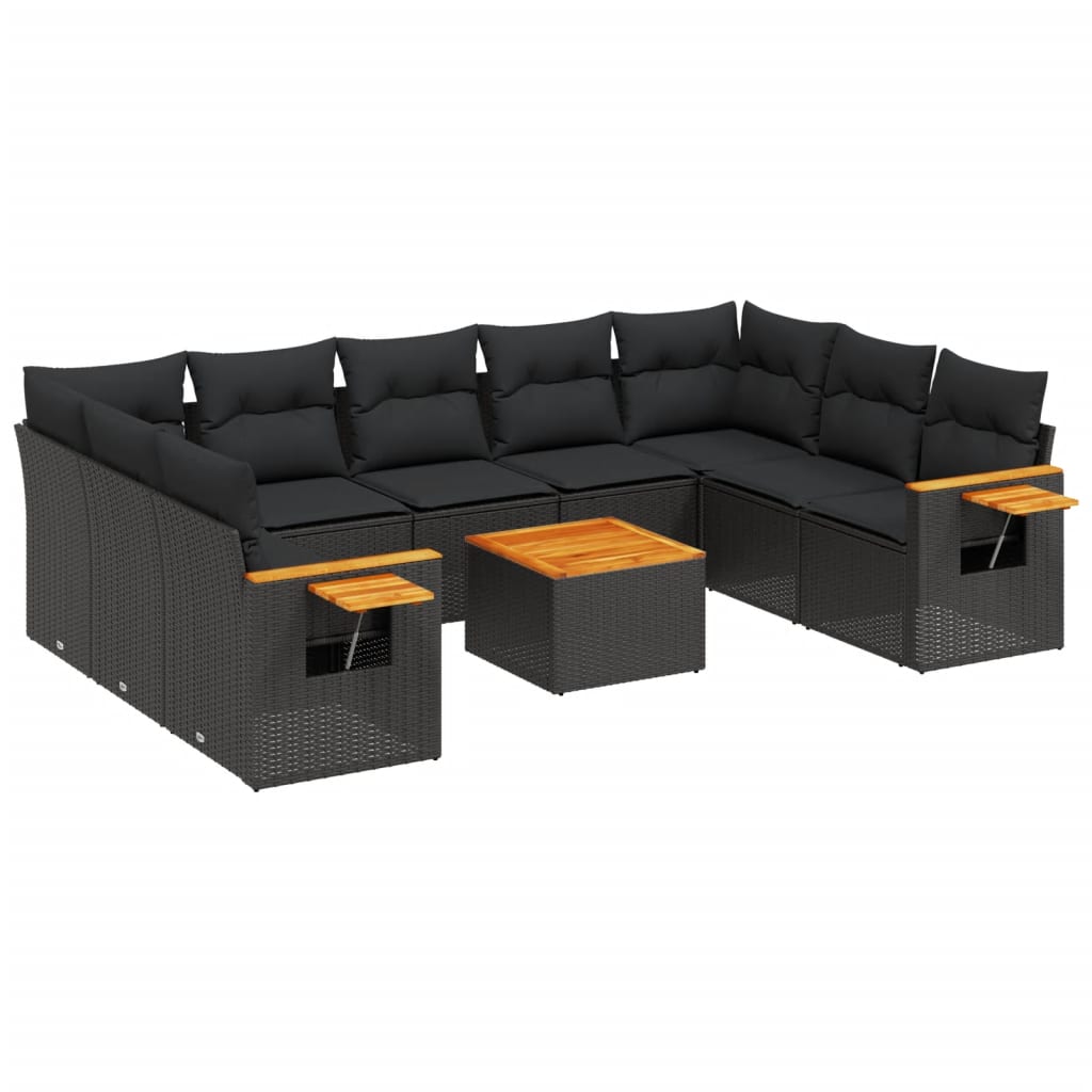 8721012840850_a_en_hd_1 vidaXL 10 Piece Garden Sofa Set with Cushions Black Poly Rattan - Image 2