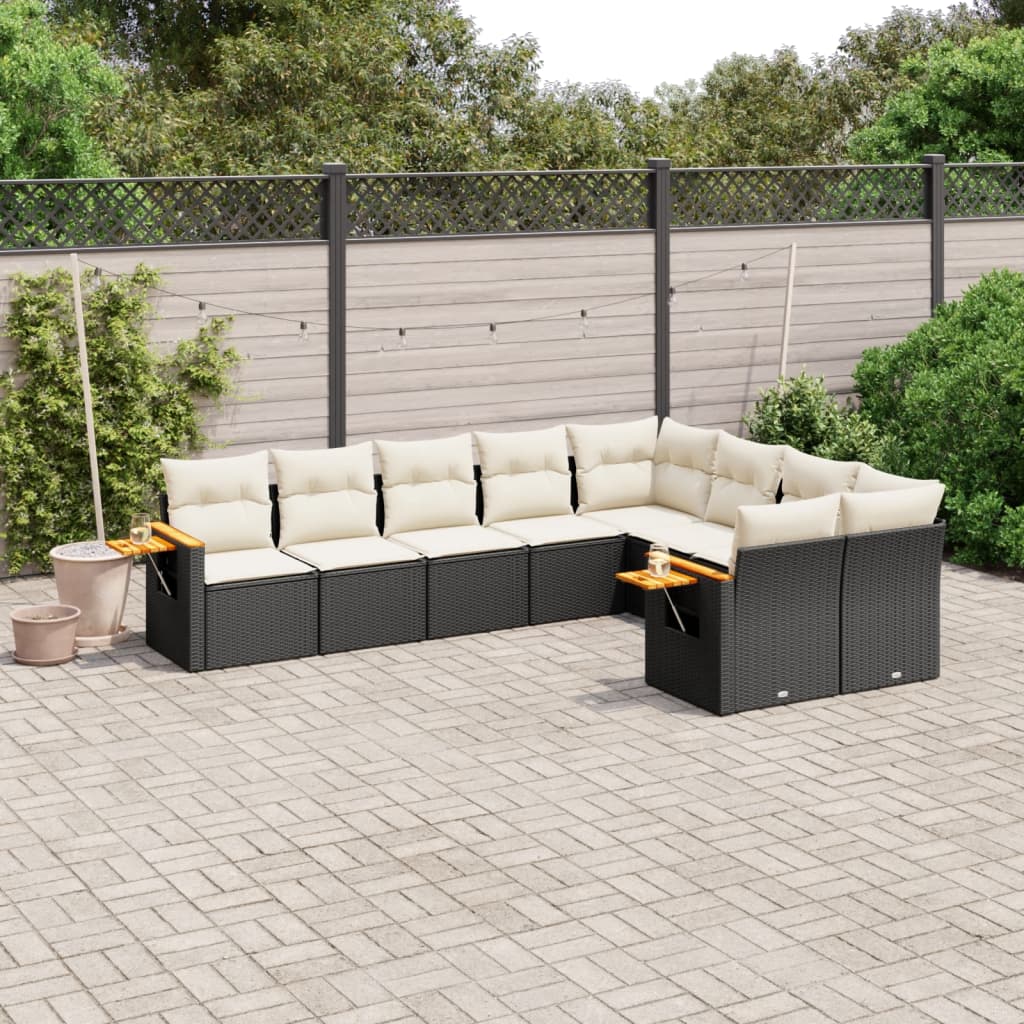 8721012841079_m_en_hd_1 vidaXL 9 Piece Garden Sofa Set with Cushions Black Poly Rattan - Image 1