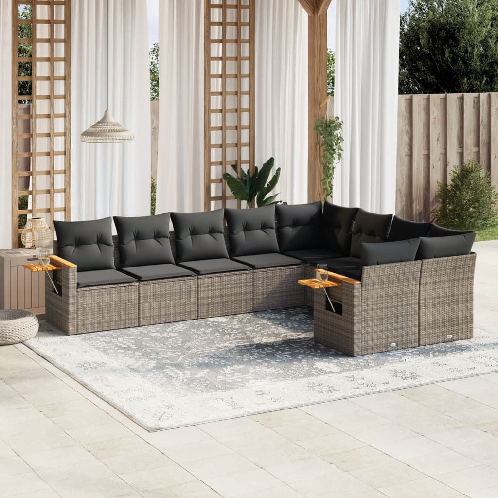 8721012841116_m_en_hd_1 vidaXL 9 Piece Garden Sofa Set with Cushions Grey Poly Rattan - Image 1
