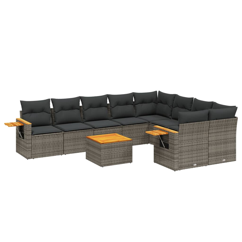 8721012841185_a_en_hd_1 vidaXL 10 Piece Garden Sofa Set with Cushions Grey Poly Rattan - Image 2