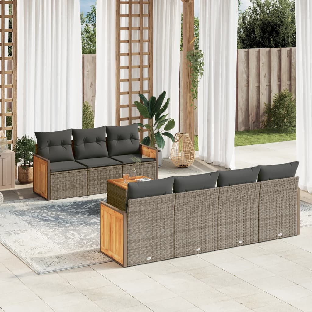 8721012844544_m_en_hd_1 vidaXL 8 Piece Garden Sofa Set with Cushions Grey Poly Rattan - Image 1