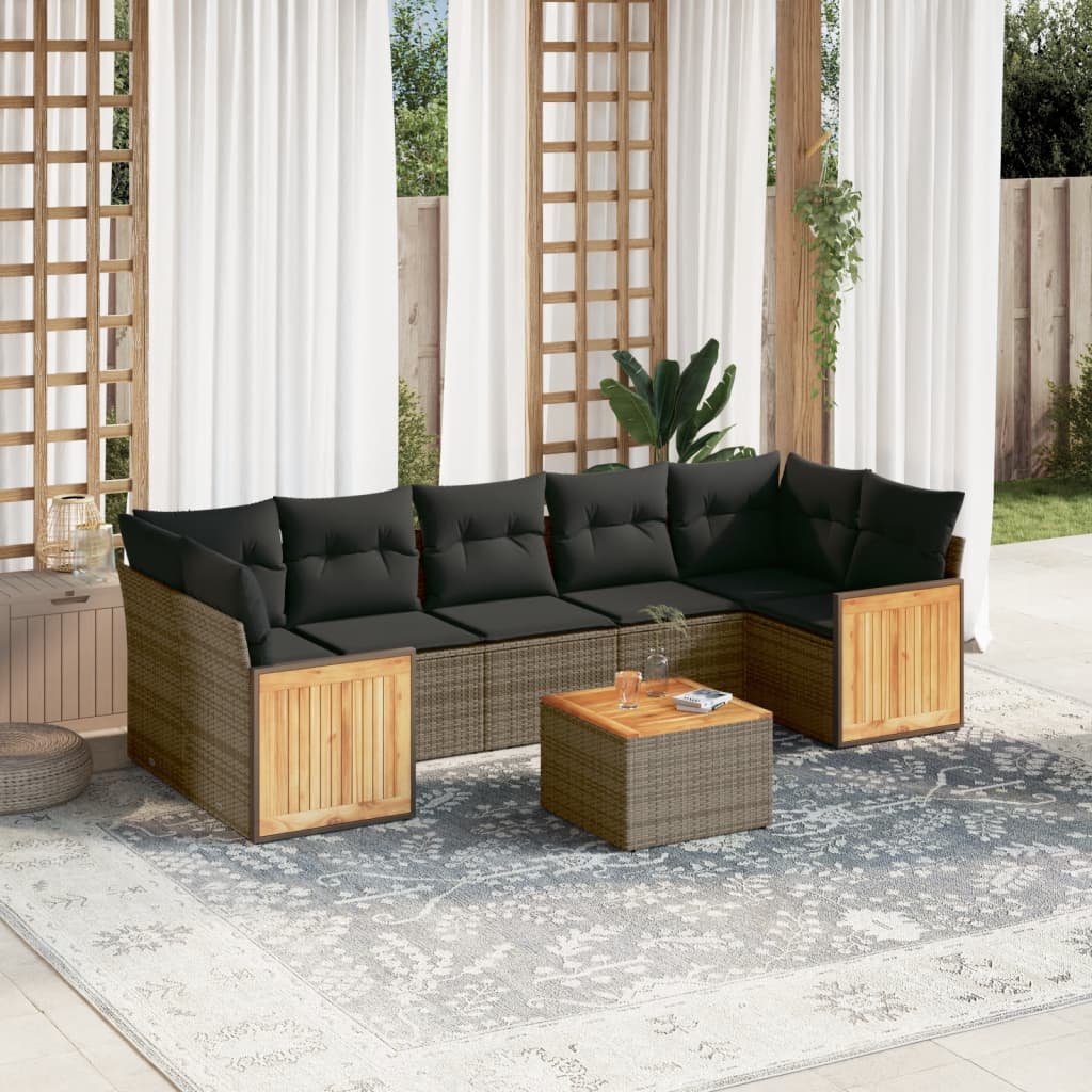 8721012844612_m_en_hd_1 vidaXL 8 Piece Garden Sofa Set with Cushions Grey Poly Rattan - Image 1