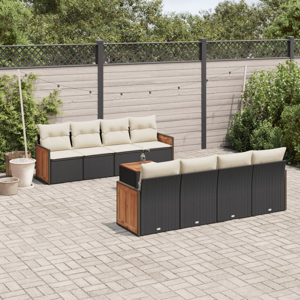 8721012844643_m_en_hd_1 vidaXL 9 Piece Garden Sofa Set with Cushions Black Poly Rattan - Image 1