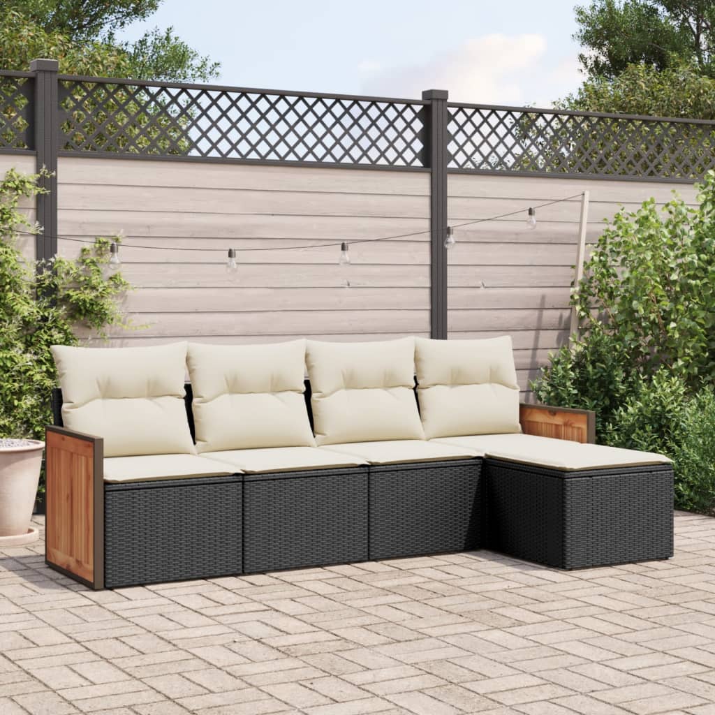8721012845626_m_en_hd_1 vidaXL 5 Piece Garden Sofa Set with Cushions Black Poly Rattan - Image 1
