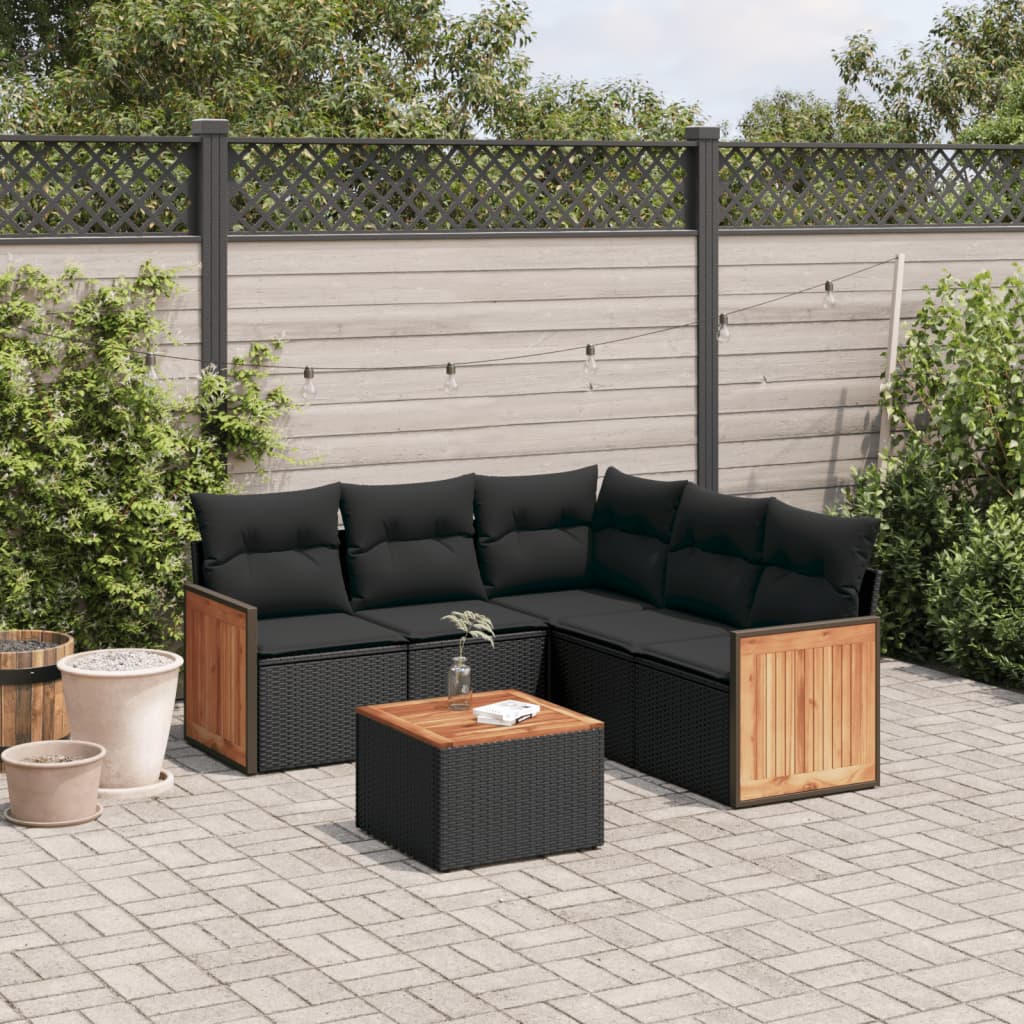 8721012846104_m_en_hd_1 vidaXL 6 Piece Garden Sofa Set with Cushions Black Poly Rattan - Image 1