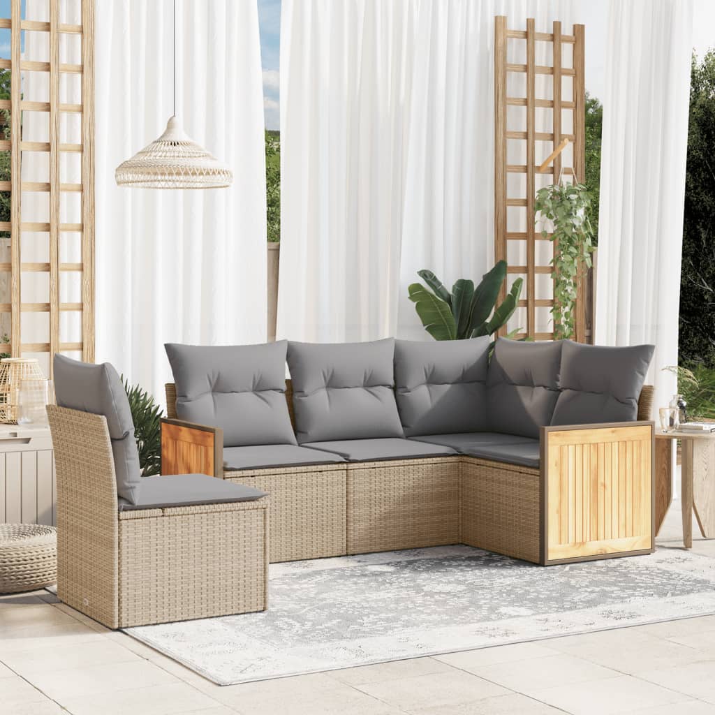 8721012846210_m_en_hd_1 vidaXL 5 Piece Garden Sofa Set with Cushions Beige Poly Rattan - Image 1