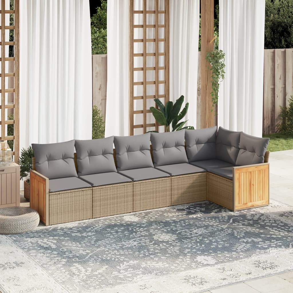 8721012846357_m_en_hd_1 vidaXL 6 Piece Garden Sofa Set with Cushions Beige Poly Rattan - Image 1