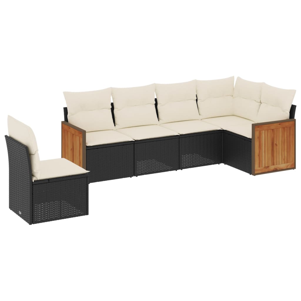 8721012846609_a_en_hd_1 vidaXL 6 Piece Garden Sofa Set with Cushions Black Poly Rattan - Image 2