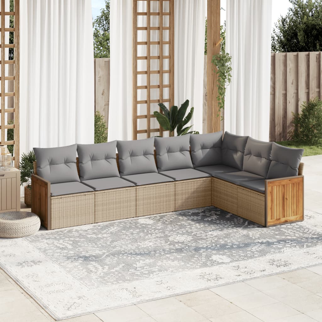 8721012846777_m_en_hd_1 vidaXL 7 Piece Garden Sofa Set with Cushions Beige Poly Rattan - Image 1