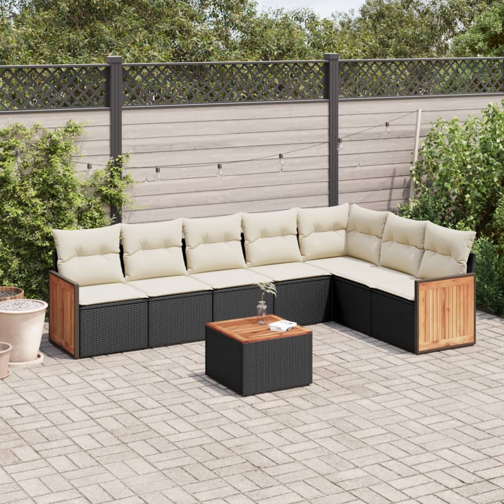 8721012846814_m_en_hd_1 vidaXL 8 Piece Garden Sofa Set with Cushions Black Poly Rattan - Image 1