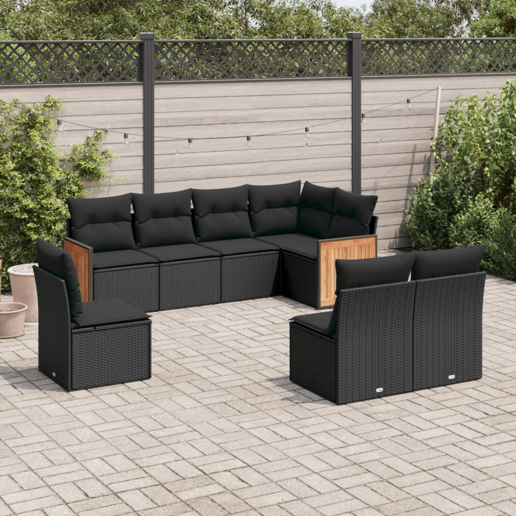 8721012846876_m_en_hd_1 vidaXL 8 Piece Garden Sofa Set with Cushions Black Poly Rattan - Image 1