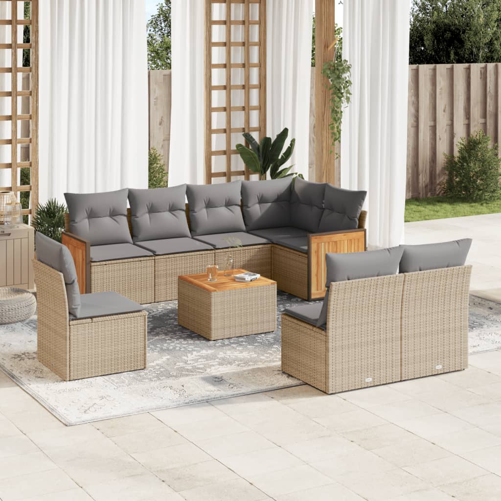 8721012846982_m_en_hd_1 vidaXL 9 Piece Garden Sofa Set with Cushions Beige Poly Rattan - Image 1