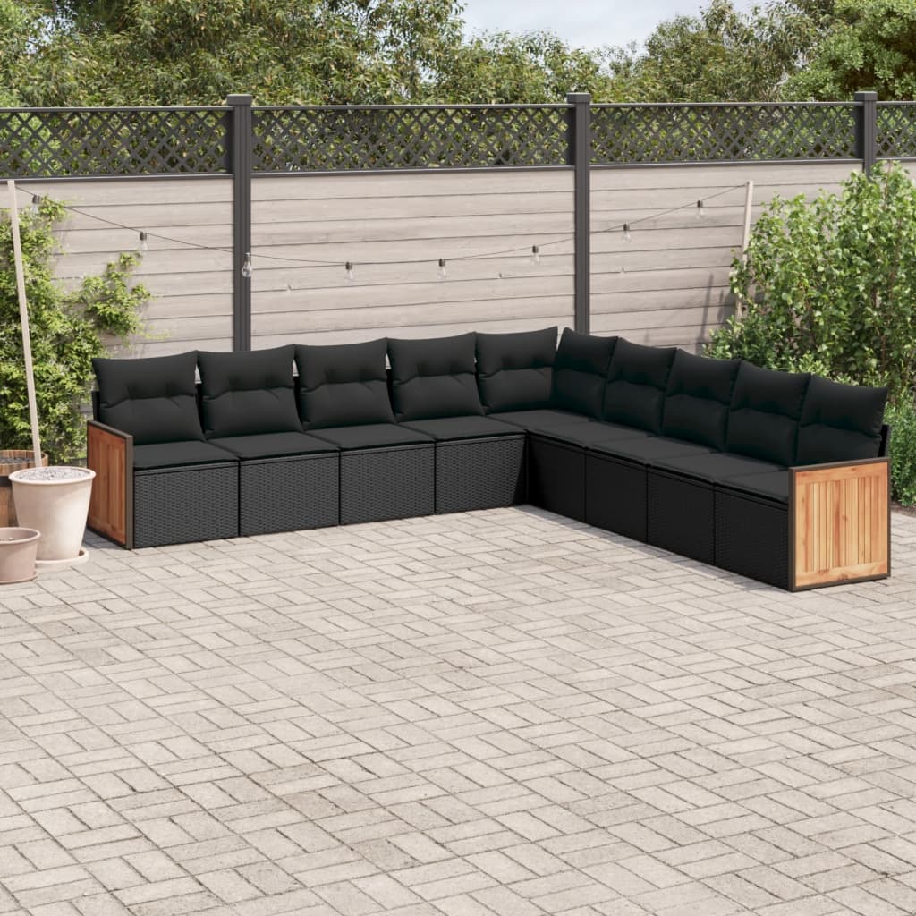 8721012847019_m_en_hd_1 vidaXL 9 Piece Garden Sofa Set with Cushions Black Poly Rattan - Image 1