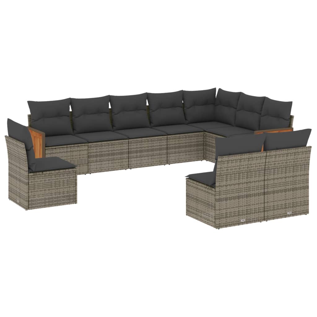 8721012847200_a_en_hd_1 vidaXL 10 Piece Garden Sofa Set with Cushions Grey Poly Rattan - Image 2