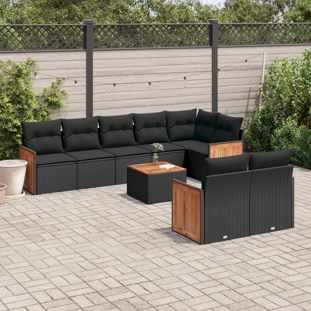 8721012847996_m_en_hd_1 vidaXL 9 Piece Garden Sofa Set with Cushions Black Poly Rattan - Image 1