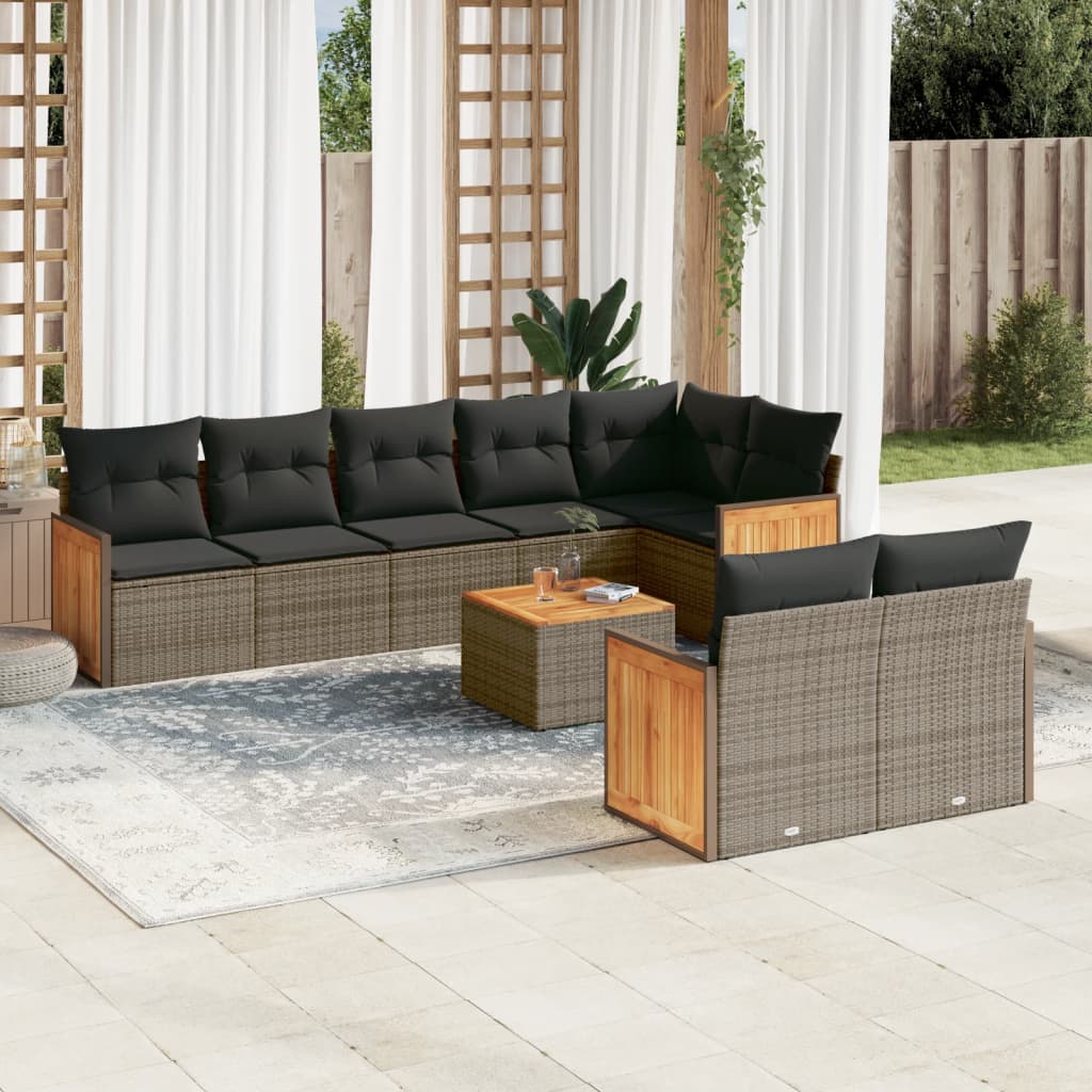 8721012848047_m_en_hd_1 vidaXL 9 Piece Garden Sofa Set with Cushions Grey Poly Rattan - Image 1