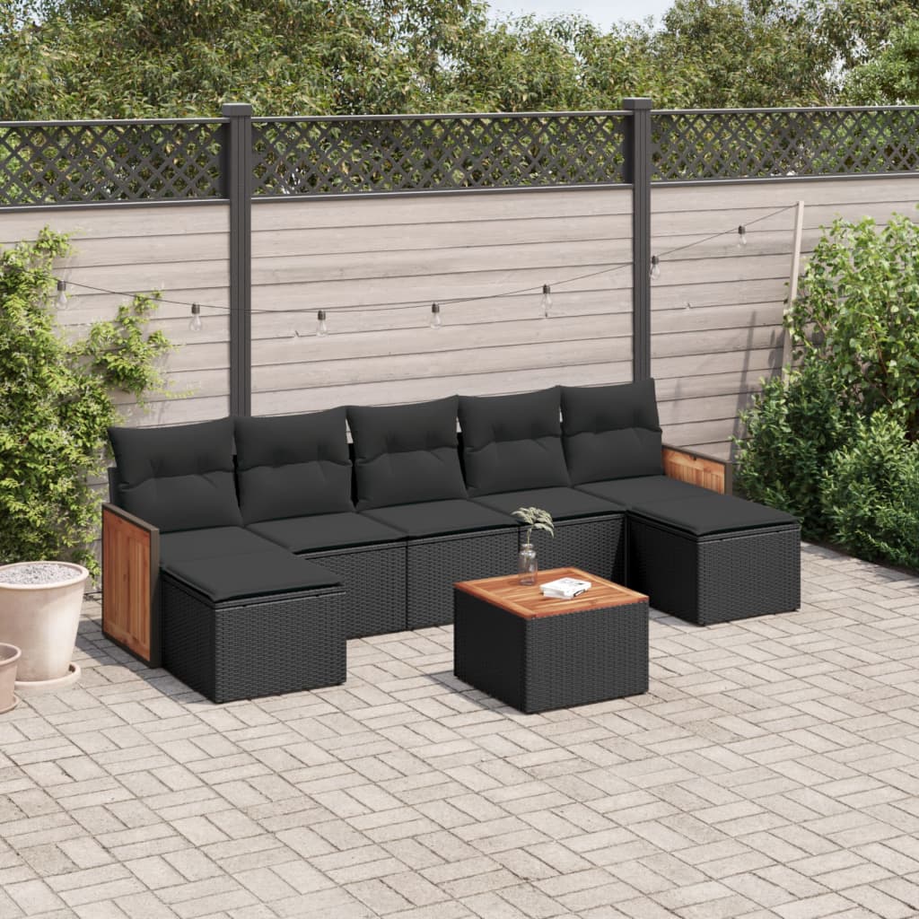 8721012848832_m_en_hd_1 vidaXL 8 Piece Garden Sofa Set with Cushions Black Poly Rattan - Image 1