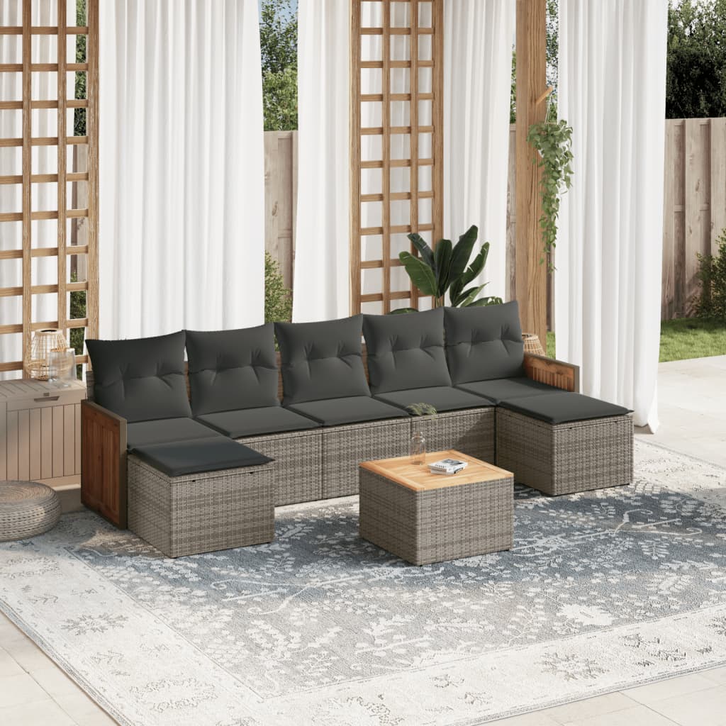 8721012848887_m_en_hd_1 vidaXL 8 Piece Garden Sofa Set with Cushions Grey Poly Rattan - Image 1