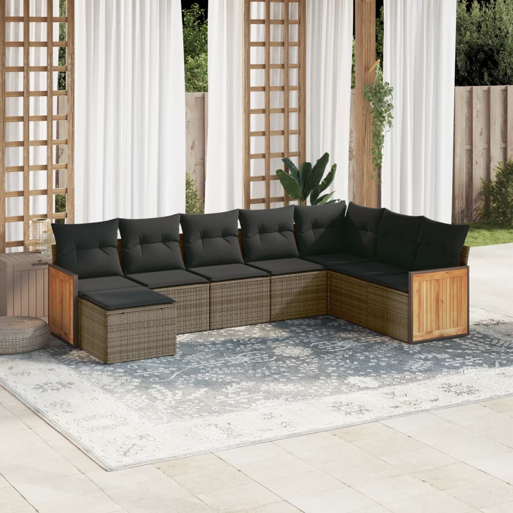 8721012848955_m_en_hd_1 vidaXL 8 Piece Garden Sofa Set with Cushions Grey Poly Rattan - Image 1
