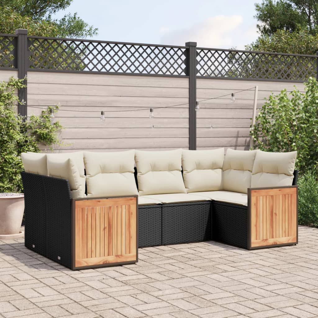 8721012849051_m_en_hd_1 vidaXL 6 Piece Garden Sofa Set with Cushions Black Poly Rattan - Image 1