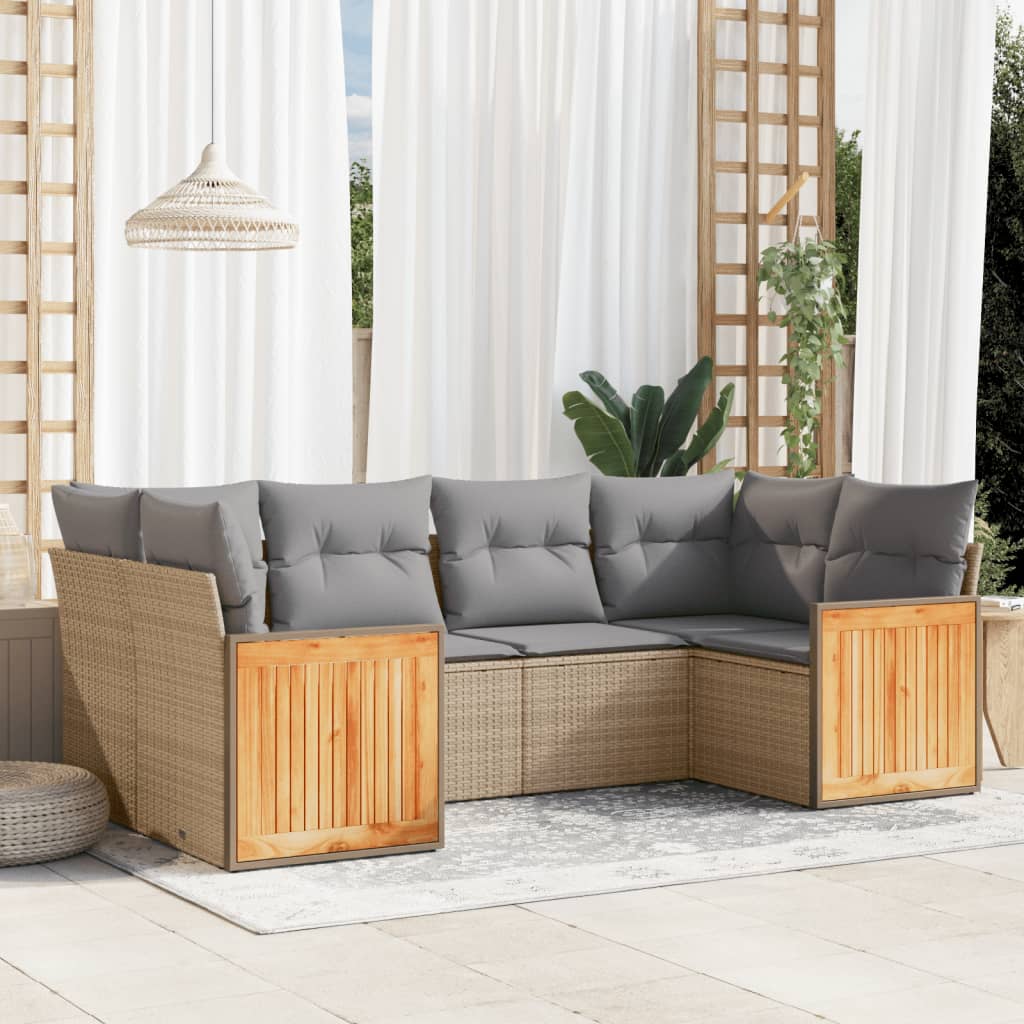 8721012849082_m_en_hd_1 vidaXL 6 Piece Garden Sofa Set with Cushions Beige Poly Rattan - Image 1