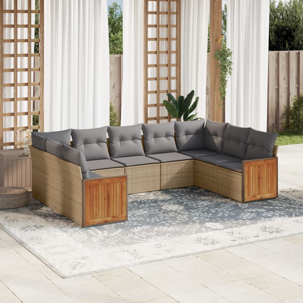 8721012849228_m_en_hd_1 vidaXL 9 Piece Garden Sofa Set with Cushions Beige Poly Rattan - Image 1
