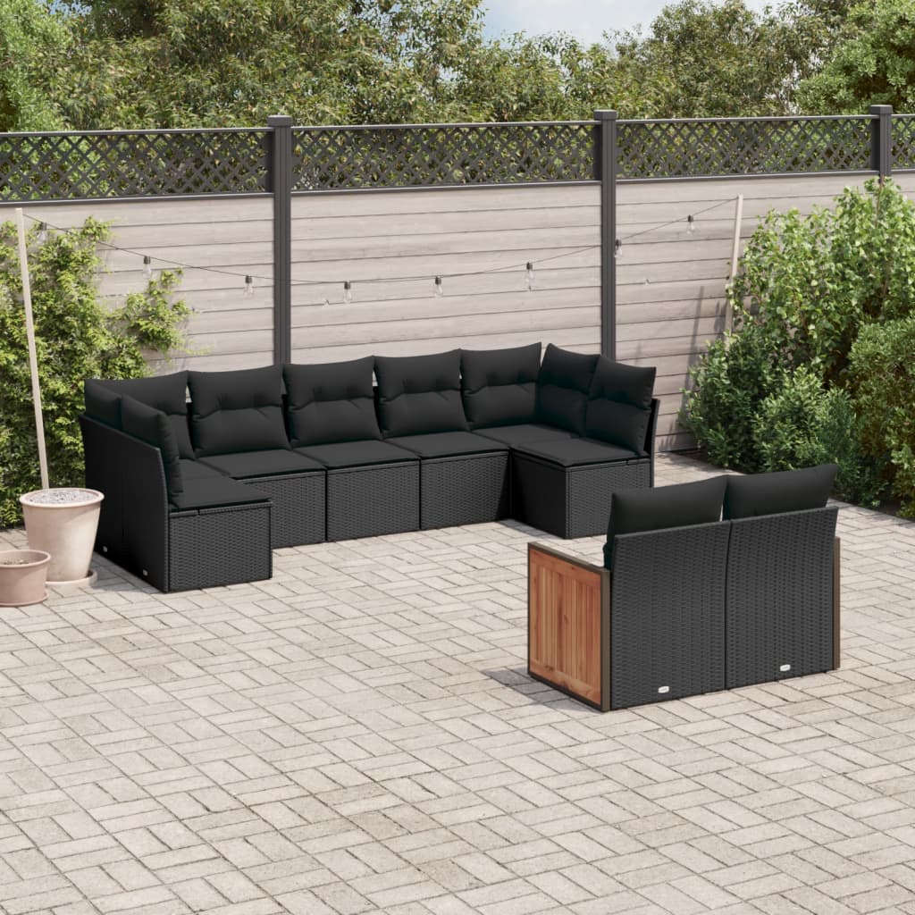8721012849327_m_en_hd_1 vidaXL 9 Piece Garden Sofa Set with Cushions Black Poly Rattan - Image 1