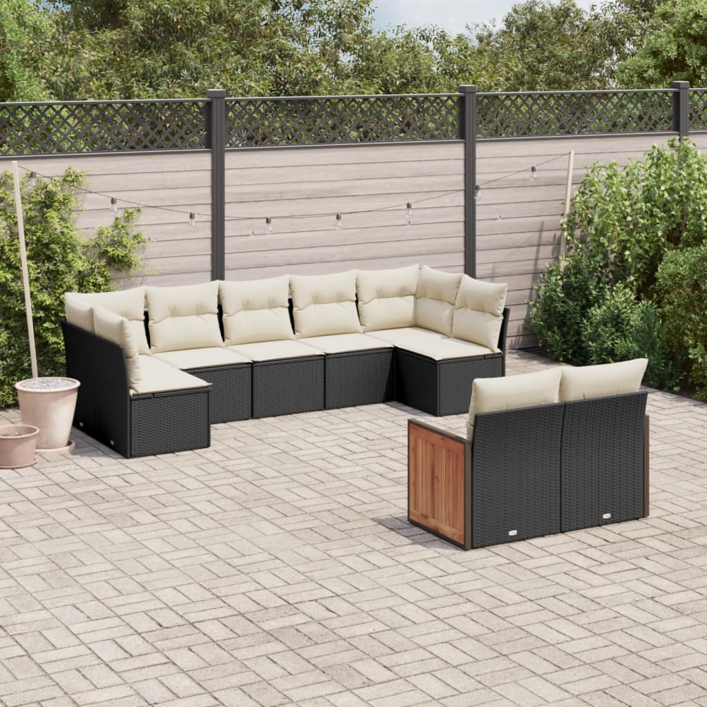 8721012849334_m_en_hd_1 vidaXL 9 Piece Garden Sofa Set with Cushions Black Poly Rattan - Image 1