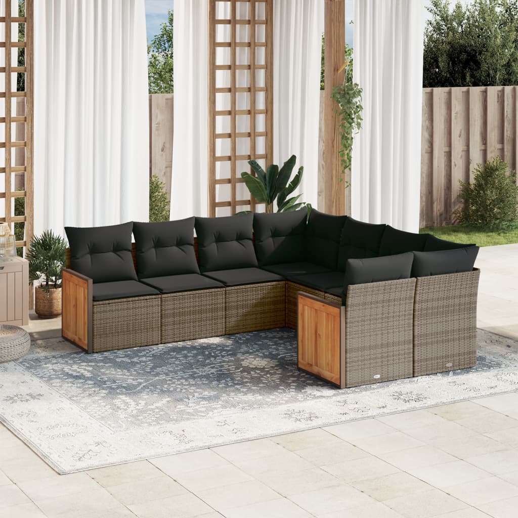 8721012852037_m_en_hd_1 vidaXL 8 Piece Garden Sofa Set with Cushions Grey Poly Rattan - Image 1