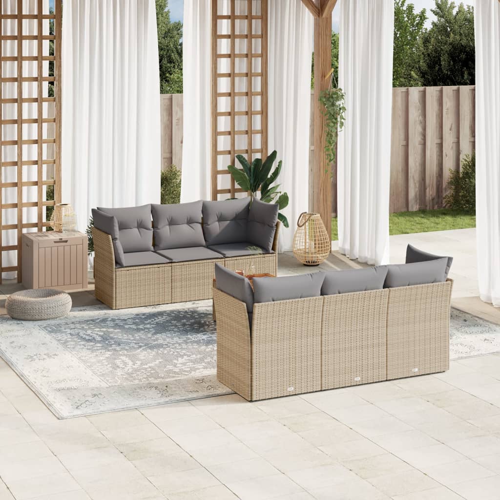 8721012853539_m_en_hd_1 vidaXL 7 Piece Garden Sofa Set with Cushions Beige Poly Rattan - Image 1