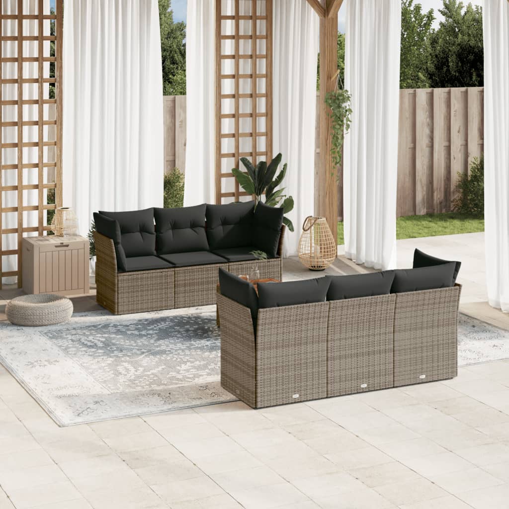 8721012853546_m_en_hd_1 vidaXL 7 Piece Garden Sofa Set with Cushions Grey Poly Rattan - Image 1