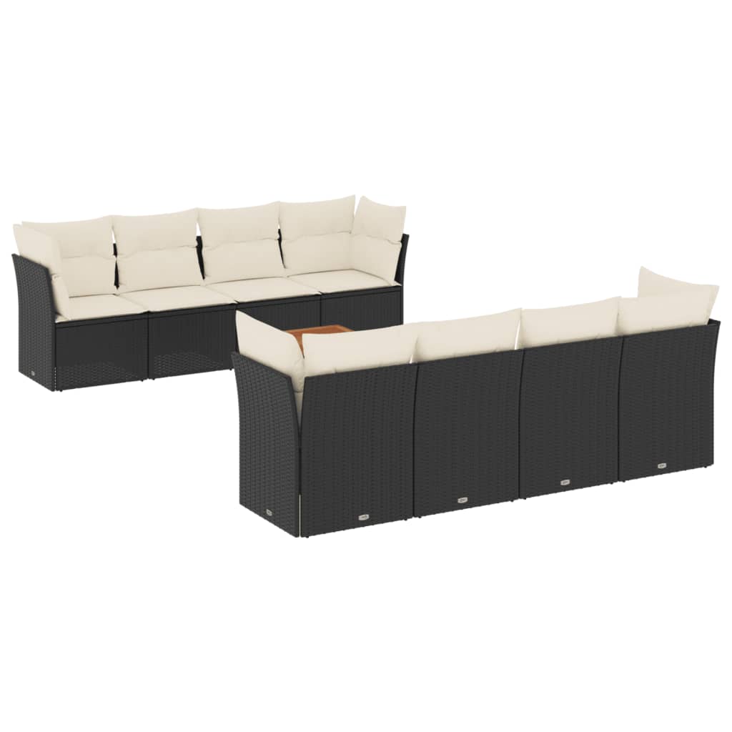8721012853850_a_en_hd_1 vidaXL 9 Piece Garden Sofa Set with Cushions Black Poly Rattan - Image 2