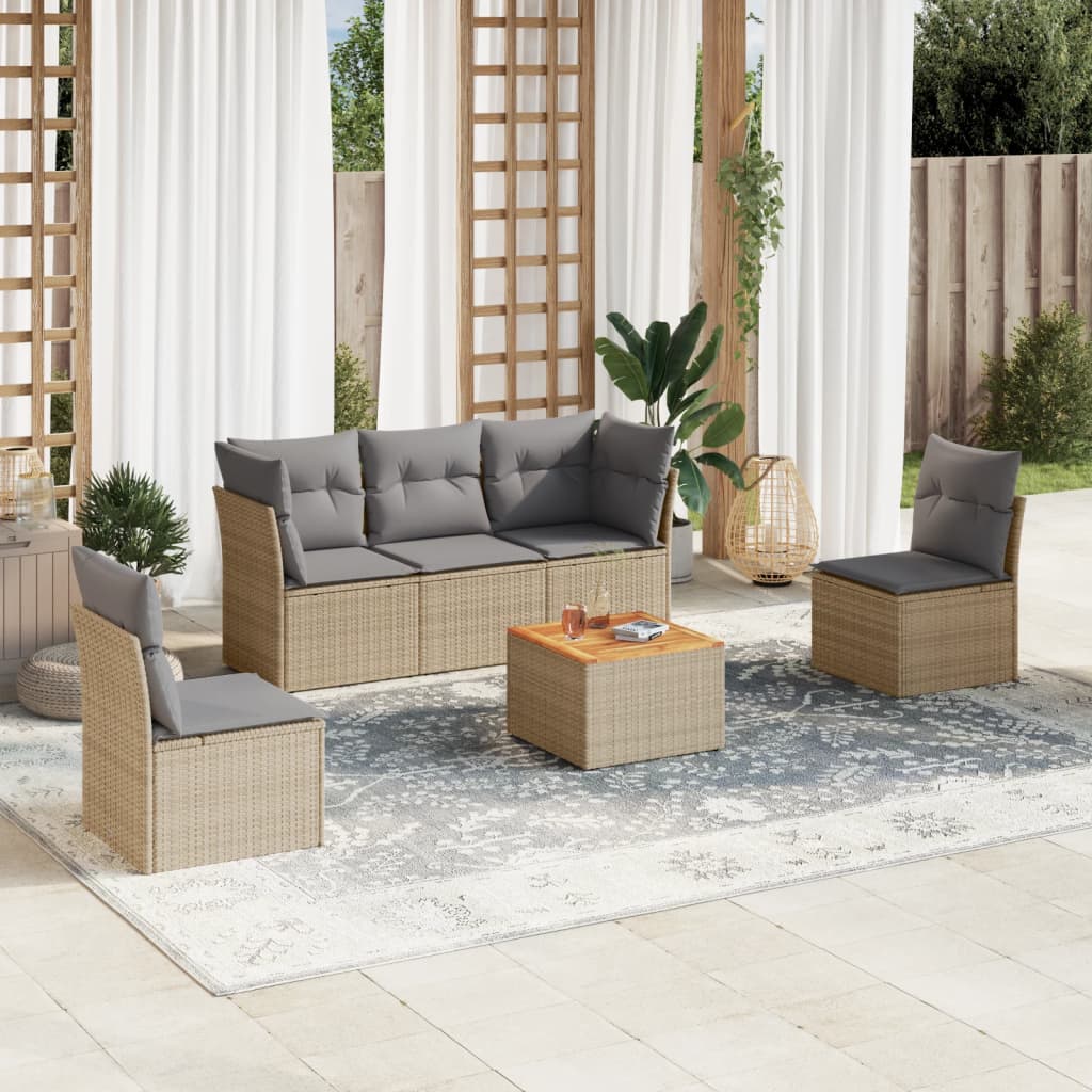 8721012854093_m_en_hd_1 vidaXL 6 Piece Garden Sofa Set with Cushions Beige Poly Rattan - Image 1