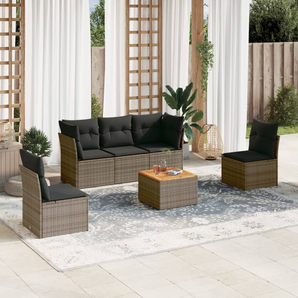 8721012854109_m_en_hd_1 vidaXL 6 Piece Garden Sofa Set with Cushions Grey Poly Rattan - Image 1