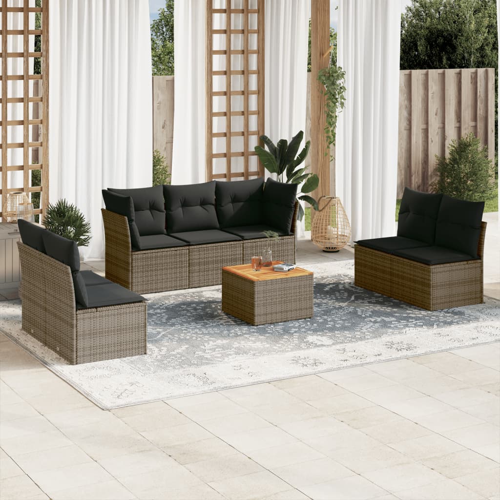 8721012854314_m_en_hd_1 vidaXL 8 Piece Garden Sofa Set with Cushions Grey Poly Rattan - Image 1