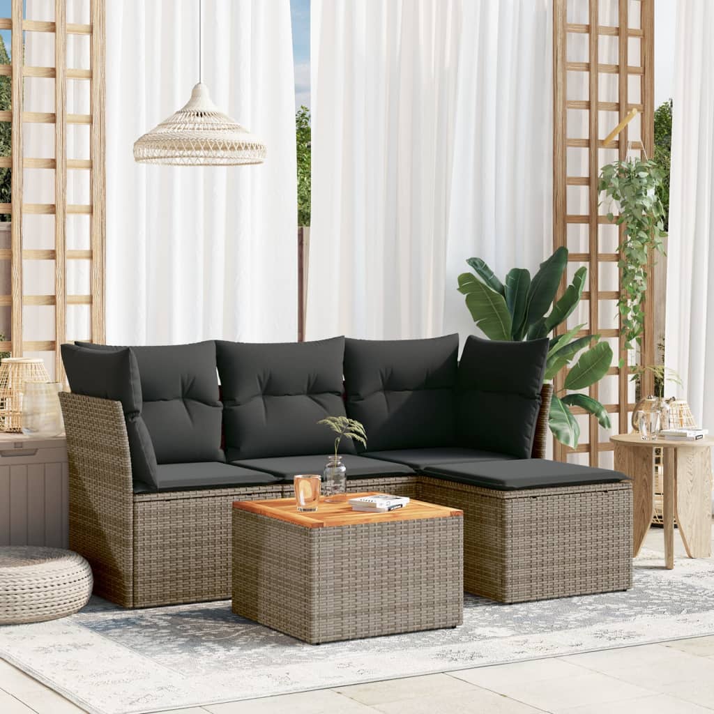 8721012854734_m_en_hd_1 vidaXL 5 Piece Garden Sofa Set with Cushions Grey Poly Rattan - Image 1