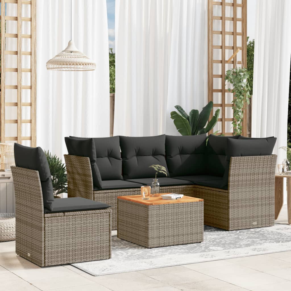 8721012855083_m_en_hd_1 vidaXL 6 Piece Garden Sofa Set with Cushions Grey Poly Rattan - Image 1