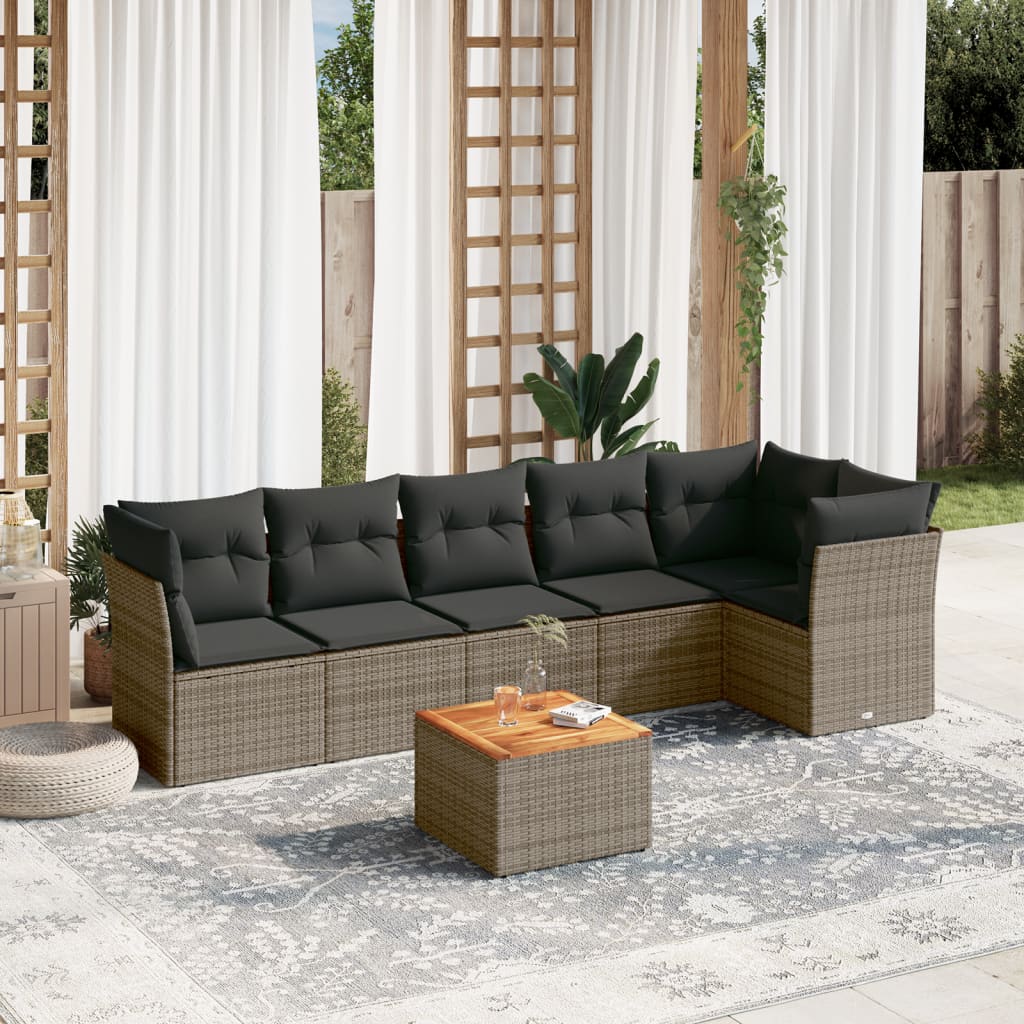 8721012855151_m_en_hd_1 vidaXL 7 Piece Garden Sofa Set with Cushions Grey Poly Rattan - Image 1