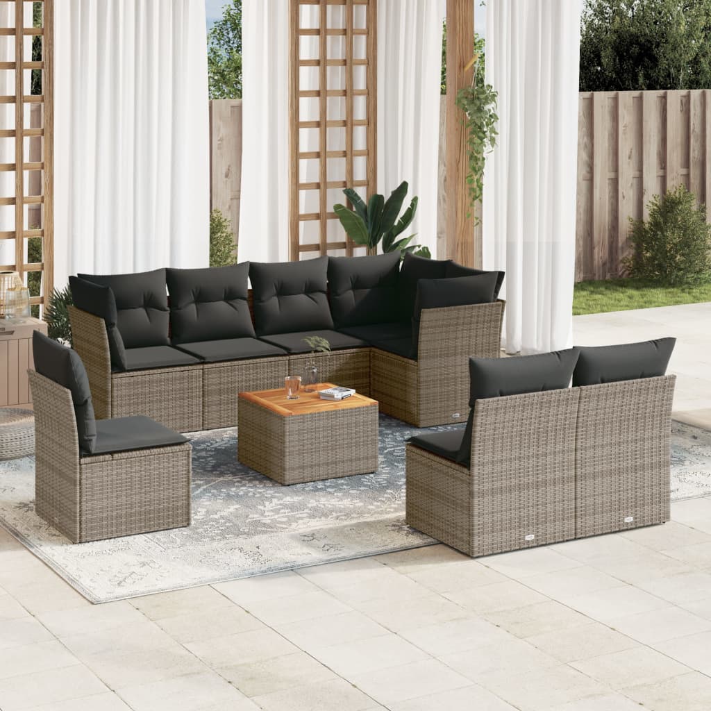 8721012855502_m_en_hd_1 vidaXL 9 Piece Garden Sofa Set with Cushions Grey Poly Rattan - Image 1