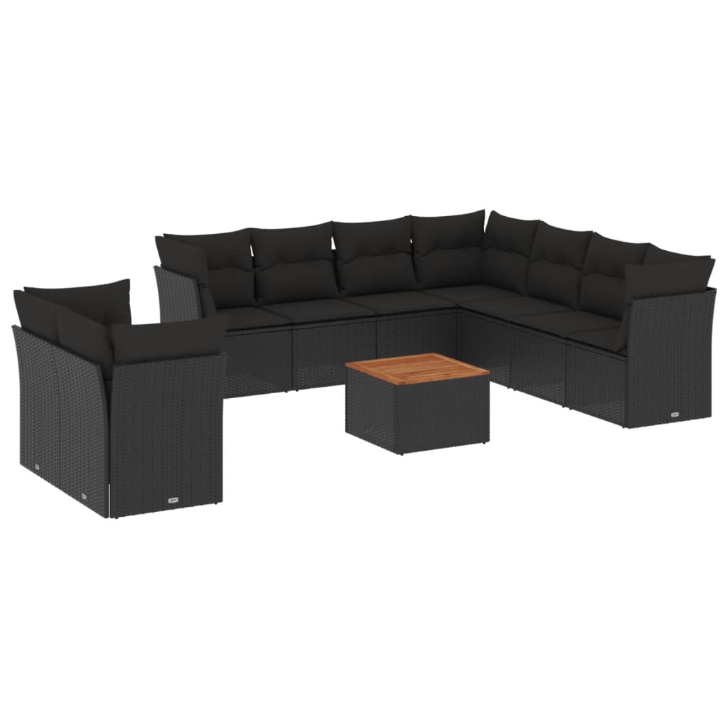 8721012855731_a_en_hd_1 vidaXL 10 Piece Garden Sofa Set with Cushions Black Poly Rattan - Image 2