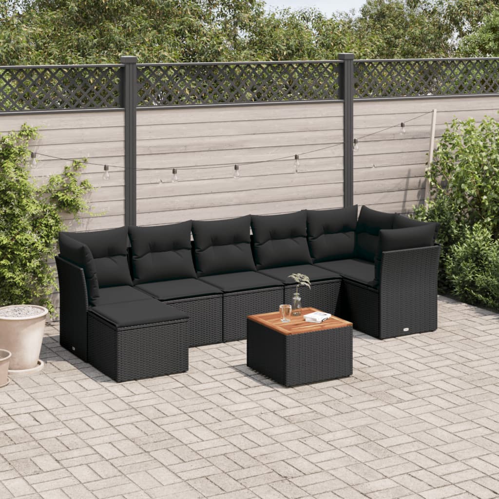 8721012856158_m_en_hd_1 vidaXL 8 Piece Garden Sofa Set with Cushions Black Poly Rattan - Image 1