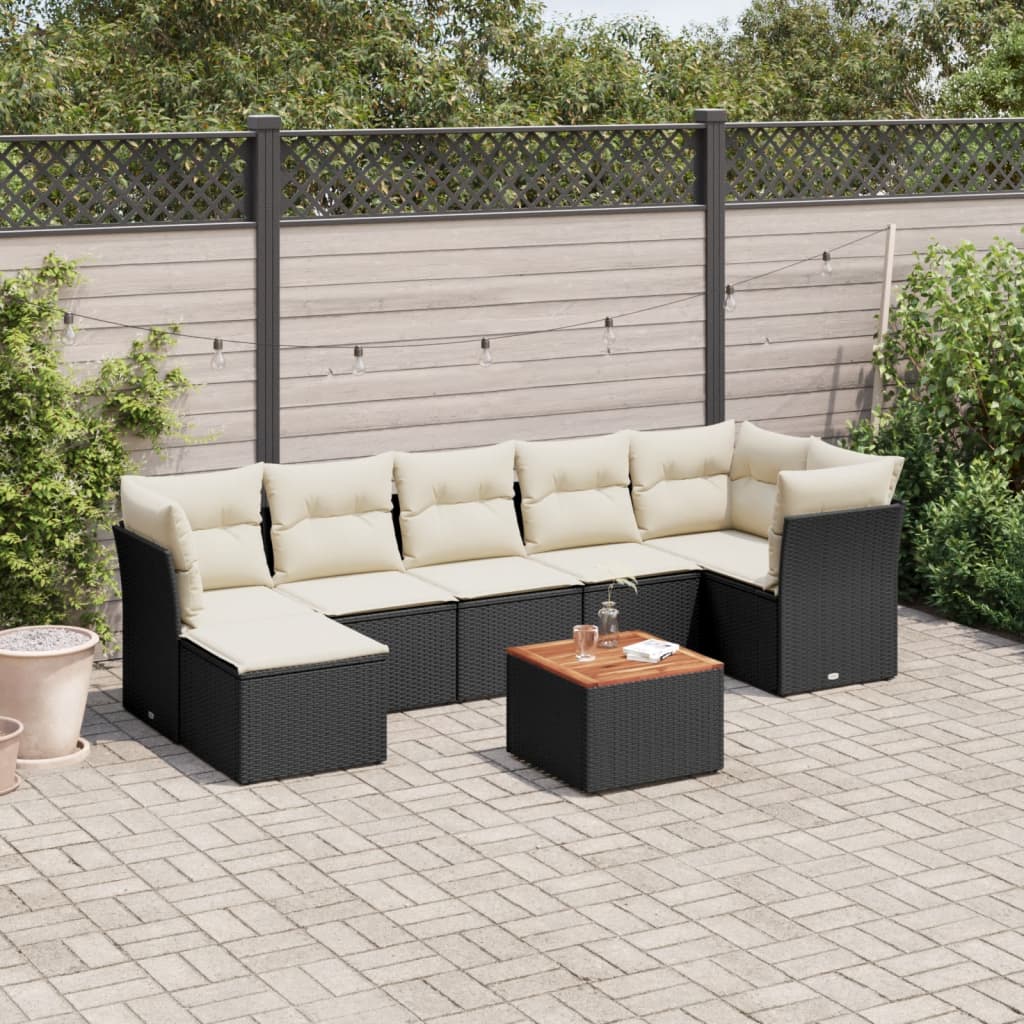 8721012856165_m_en_hd_1 vidaXL 8 Piece Garden Sofa Set with Cushions Black Poly Rattan - Image 1