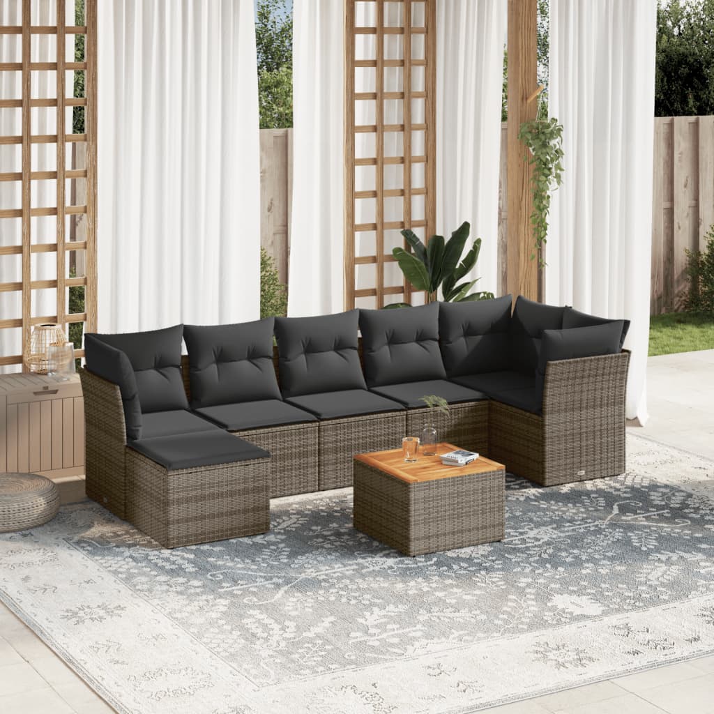 8721012856202_m_en_hd_1 vidaXL 8 Piece Garden Sofa Set with Cushions Grey Poly Rattan - Image 1