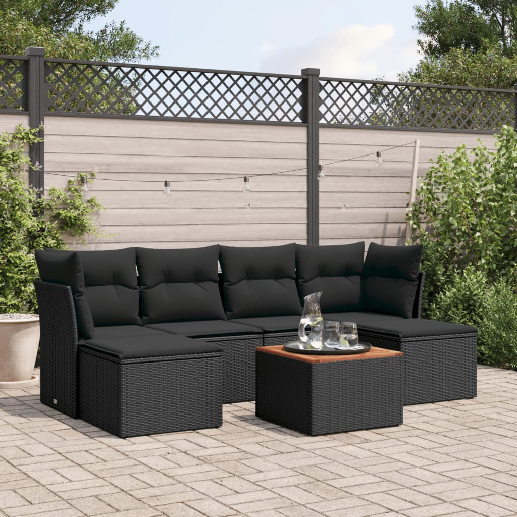 8721012856295_m_en_hd_1 vidaXL 7 Piece Garden Sofa Set with Cushions Black Poly Rattan - Image 1